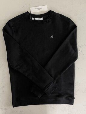 Calvin Klein Golf Style #C10326 LS Crew Neck Sweatshirt Black White Logo Sz S